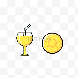 餐饮icon图片_手绘卡通风格水果菠萝果汁