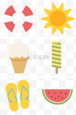 水果冰激淋图片_扁平风暑假主题卡通图