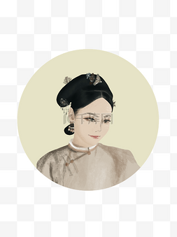 古装风延禧宫略女子人物半身插画