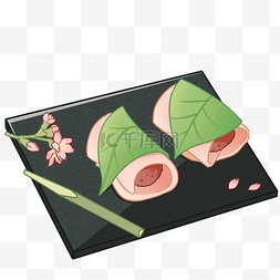 日本盘子装饰图片_日本樱花饼卡通插画