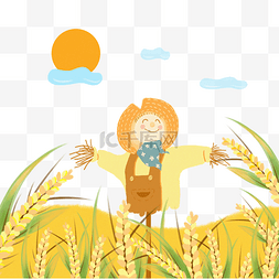 秋季海报图片_手绘卡通秋季麦穗丰收插画