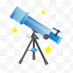 手绘蓝色望远镜插画