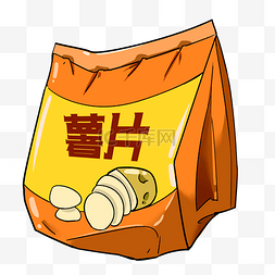 干锅土豆片图片_橙色袋子薯片插画