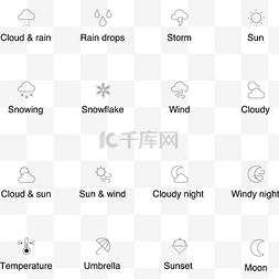 天气预报线型矢量图标icon