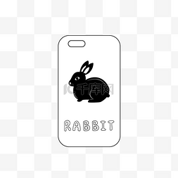 黑白小兔子手机壳图案设计