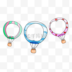 热气球插画装饰图片_热气球相框装饰插画