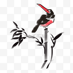 竹子和小鸟图片_红色嘴巴鸟儿和竹子