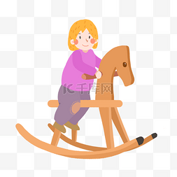 骑着木马的小女孩免抠PNG素材