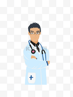 带听诊器的男医生图片_卡通带着眼镜的男医生元素