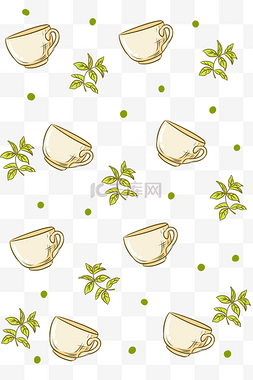 黄色茶杯底纹插画