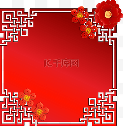 国风红色喜庆背景图片_矢量手绘中国风边框