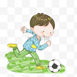 踢足球的小男孩图片_健身踢足球运动插画