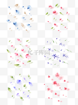 手绘漂浮花瓣图片_水彩手绘漂浮花瓣树叶套图元素