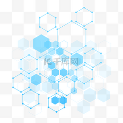 因科技而简单图片_蓝色医学科技几何元素