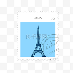 世界旅游埃菲尔铁塔纪念邮票矢量