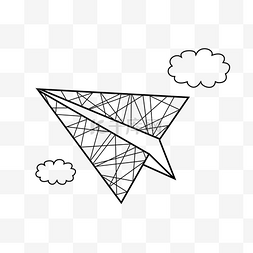 黑白创意纸飞机PNG免抠素材