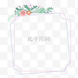 花草手绘花卉边框图片_卡通手绘情人节边框插画正方形