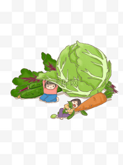 蔬菜水果卡通商业手绘元素之甘蓝