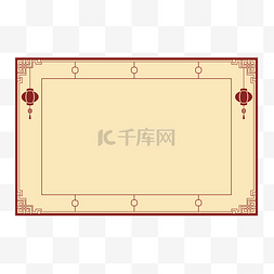 中国风矢量灯笼图片_中国风古典黄底细线造型灯笼方框