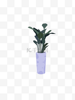 卡通盆栽图片_扁平化一盆绿色的植物可商用元素