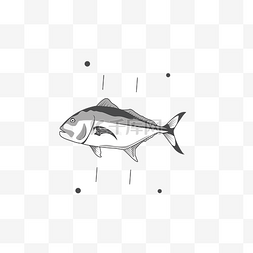 创意手绘灰可爱鱼类
