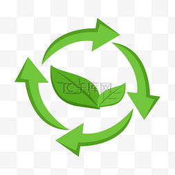 回收利用环保图片_手绘绿色环保循环插画