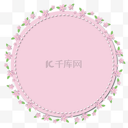 粉色立体投影樱花可爱圆框矢量免