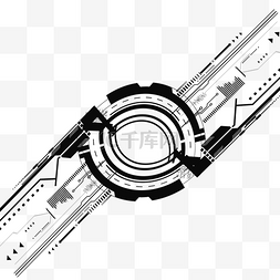 线条感手绘图片_科技图形黑色电路板元素