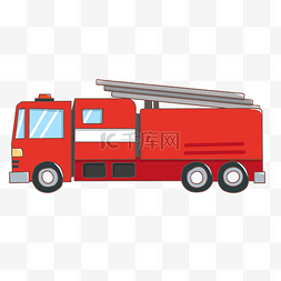 大卡车图片_卡通消防的大卡车插画