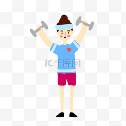 少女健身举哑铃锻炼身体