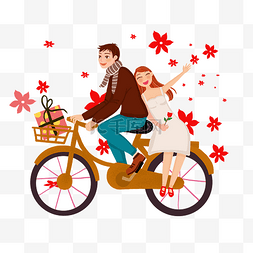 情人节人物和自行车