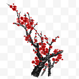 中国风红色花卉梅花