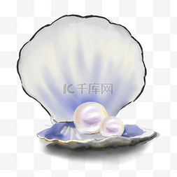 珍珠白蘑图片_手绘贝壳珍珠装饰素材
