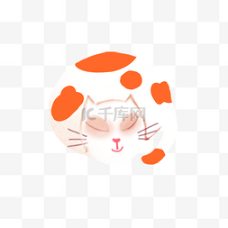慵懒猫图片_手绘卡通橙色斑点睡着的猫咪