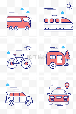 卡通矢量自行车图片_扁平化插画卡通交通工具