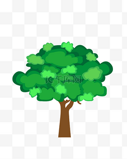 绿色简约环保图片_手绘卡通绿色树木