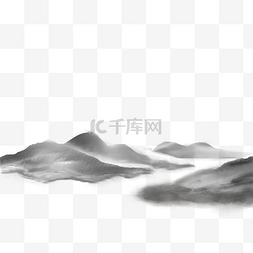 插画黑白手绘图片_手绘黑白画山峰元素