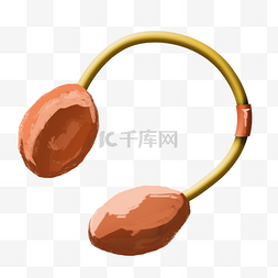 听力耳罩图片_手绘橘黄色耳罩