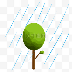 手绘雨水大雨插画