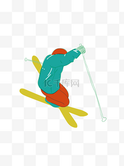 运动男人矢量图片_人物男孩男人简约休闲运动滑雪健