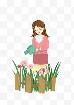 女表图片_教师节老师人物浇花卡通手绘插画