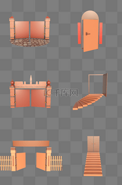 楼梯砖图片_C4D立体卡通门合集