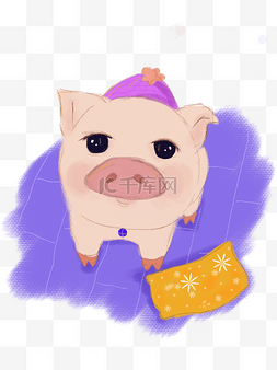 可爱猪猪清新手绘风马卡龙色