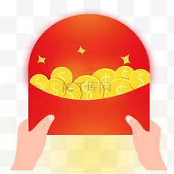 春节海报免抠素材图片_新年金色系矢量金融双手拿红包金