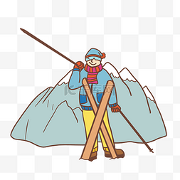 厚衣服卡通人图片_冬季男孩雪橇滑板