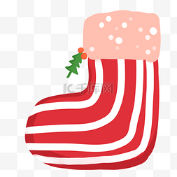 长袜图片_圣诞红色长筒袜卡通插画