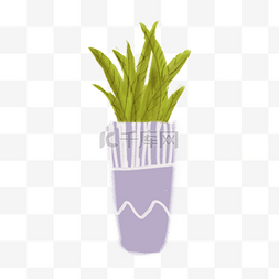 绿色植物摆件图片_手绘绿色植物花盆盆栽