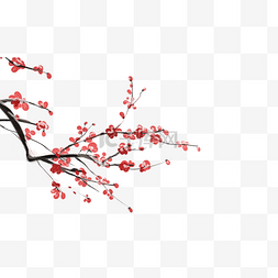 中国风手绘梅花图片_中国风手绘红色腊梅花