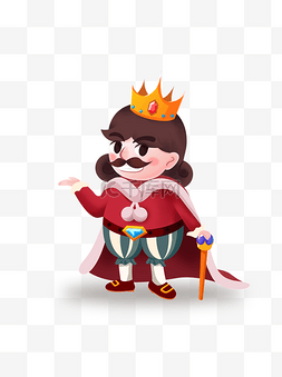 手绘卡通童话带皇冠国王