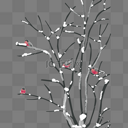枯树图片_冬天小鸟白雪压顶的树